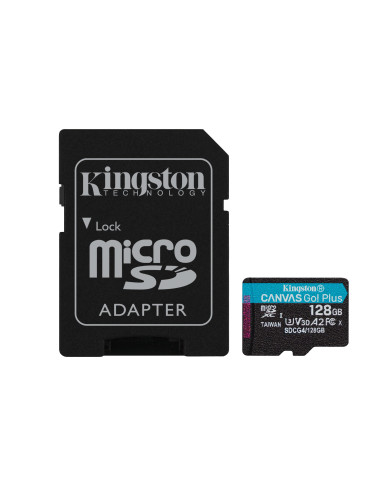 Kingston Technology Scheda microSDXC Canvas Go Plus Gen4 200MB/s A2 U3 V30 da 128 GB + adattatore