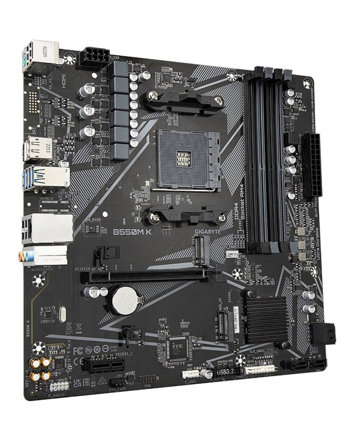 GIGABYTE B550M K Scheda madre - CPU AMD Ryzen 5000, fino a 4733 MHz DDR4, 1xPCIe 4.0 + 1xPCIe 3.0 M.2, LAN 1GbE, USB 3.2 Gen 1