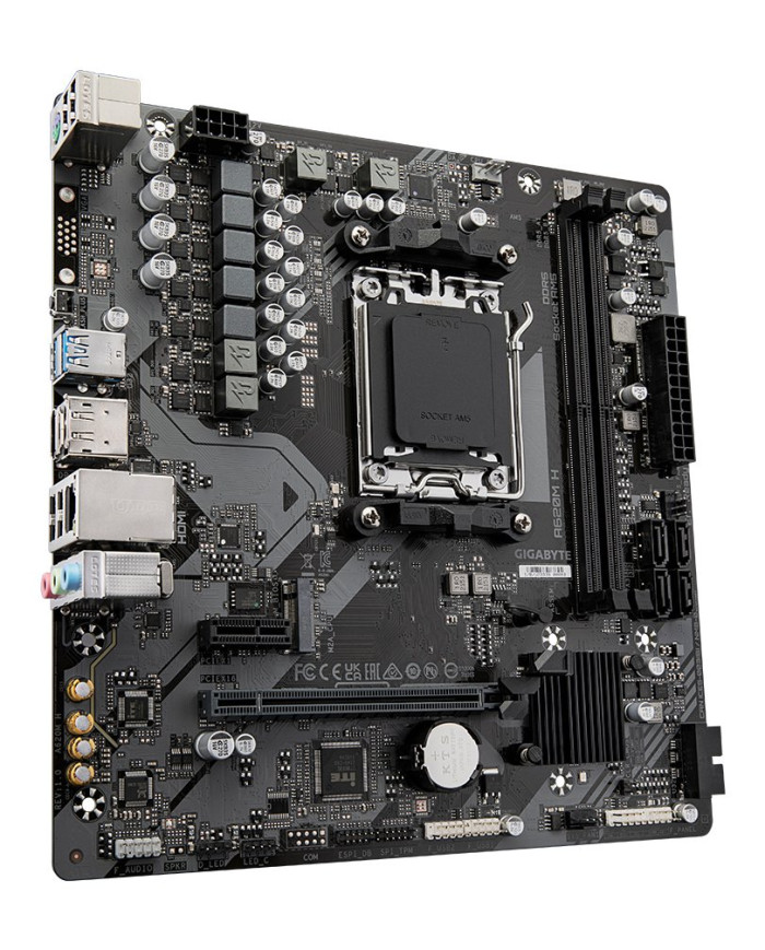 GIGABYTE A620M H Scheda madre - Supporta CPU AMD Ryzen 8000, VRM digitale 5+2+2 fasi, fino a 7200MHz DDR5 (OC), 1xPCIe 4.0 M.2, 