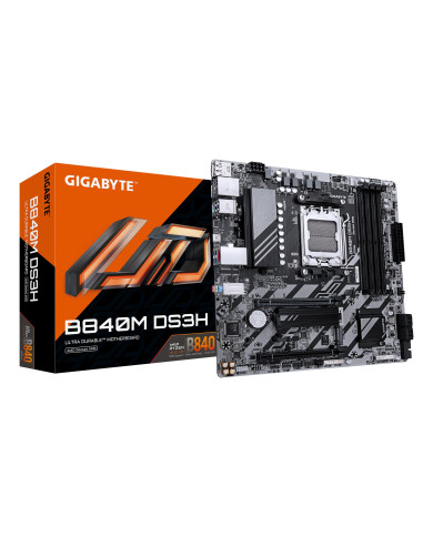 GIGABYTE B840M DS3H Scheda madre - CPU AMD Ryzen 9000, VRM a 8+2+2 fasi, fino a 8200 MHz DDR5, 2xPCIe 4.0 M.2, LAN 2.5GbE, USB 3