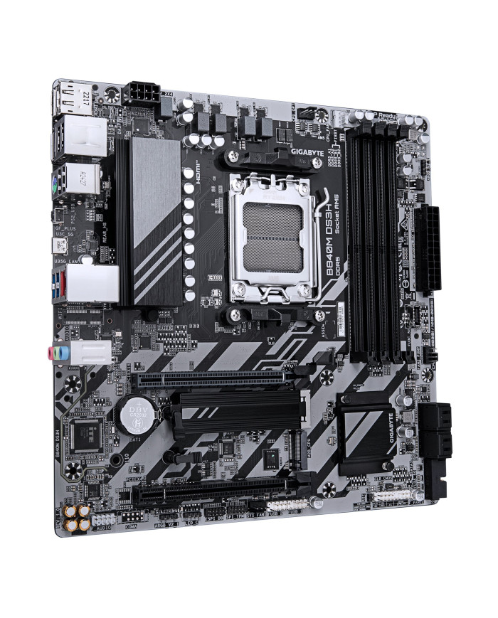 GIGABYTE B840M DS3H Scheda madre - CPU AMD Ryzen 9000, VRM a 8+2+2 fasi, fino a 8200 MHz DDR5, 2xPCIe 4.0 M.2, LAN 2.5GbE, USB 3