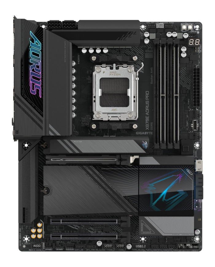 GIGABYTE X870E AORUS PRO Scheda Madre - Supporta CPU AMD Ryzen 9000, 16+2+2 fasi VRM digitali, fino a 8000MHz DDR5 (OC), 3xPCIe 
