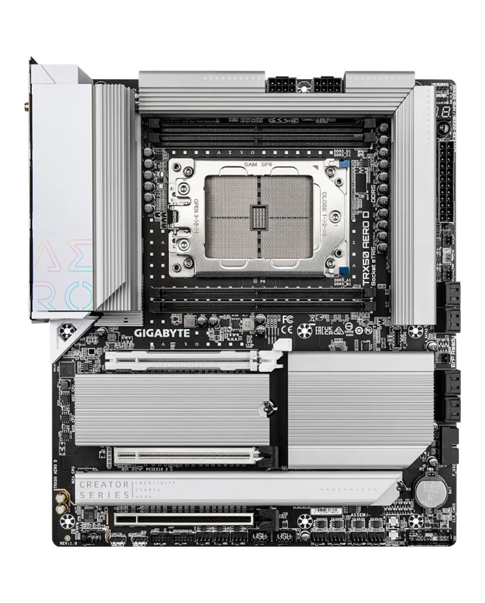 GIGABYTE TRX50 AERO D Scheda madre - Supporta AMD Ryzen Threadripper 9000 Series CPUs, 16+8+4 Phases Digital VRM, up to 7800MHz 