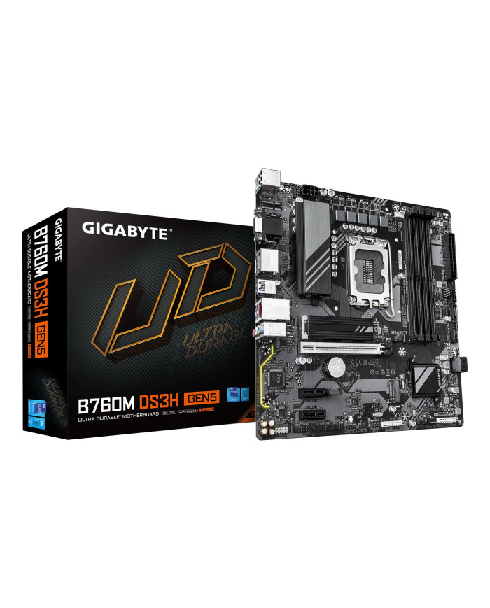 GIGABYTE B760M DS3H GEN5 Scheda Madre – Supporta CPU Intel Core 14ª generazione, VRM digitale a 6+2+1 fasi, fino a 5600 MHz DDR5