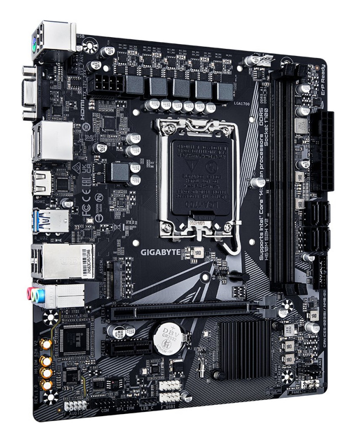 GIGABYTE H610M S2H V2 Scheda Madre - Supporta CPU Intel Core di 14a generazione, 4+1+1 Fasi Ibride VRM Digitale, fino a 5600MHz 