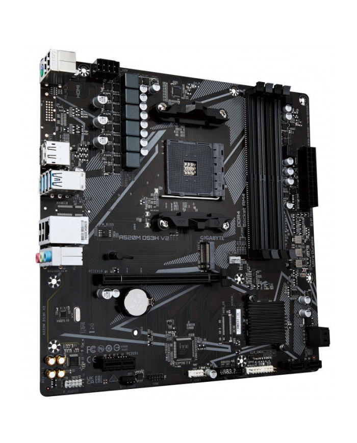 GIGABYTE Scheda madre A520M DS3H V2 - Supporta CPU AMD Ryzen serie 5000 AM4, fino a 4733 MHz DDR4 (OC), PCIe 3.0 x16, LAN GbE, U