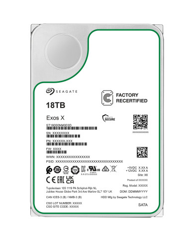 RIGENERATO HDD Seagate Exos X20 ST18000NM003D 18TB Sata 256MB (D)