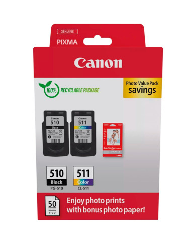 Canon PG-510+CL-511 nero / differenti colori / Bianco Value Pack (+ 10x15 cm Fotopapier 50 Blatt)