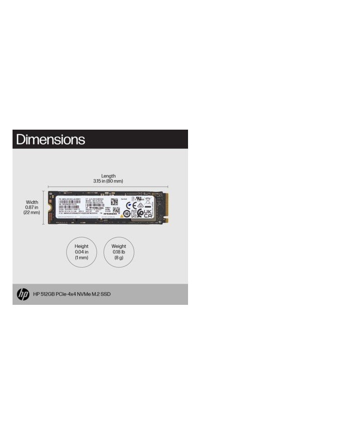HP 512GB PCIe-4x4 NVMe M.2 G10 Unità a Stato Solido